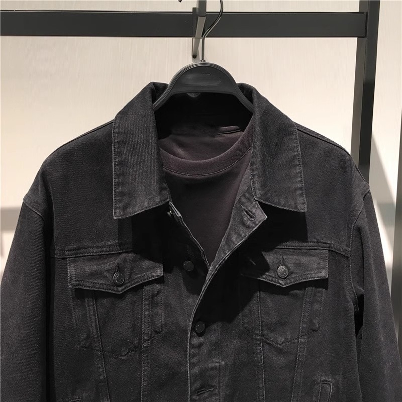 Muška denim jakna, otporan pamučni materijal, korejski stil, regularni kroj, bez kapulje
