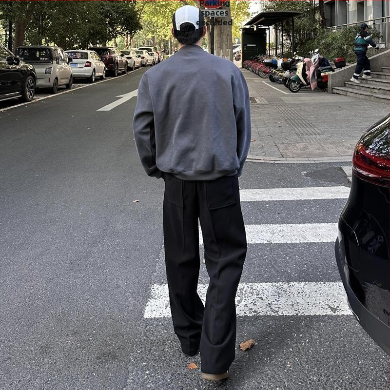 Muške široke hlače sa šnurlom, opuštenog kroja, teksturirana poliester mešavina, 88% poliester, Proljeće 2024