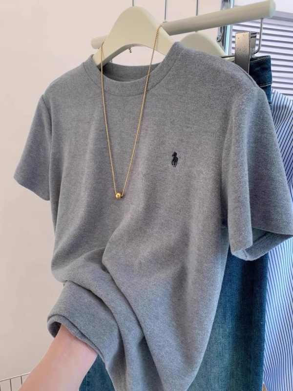 Majica kratkih rukava s korejskim stilom izšivanjem, okrugli izrez, slobodan kroj, 95% pamuk