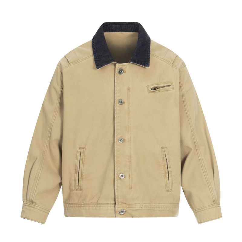 Džinsko jakna s izlizanim ovratnikom lapel, retro dizajn, jesen-zima svakodnevna, unisex