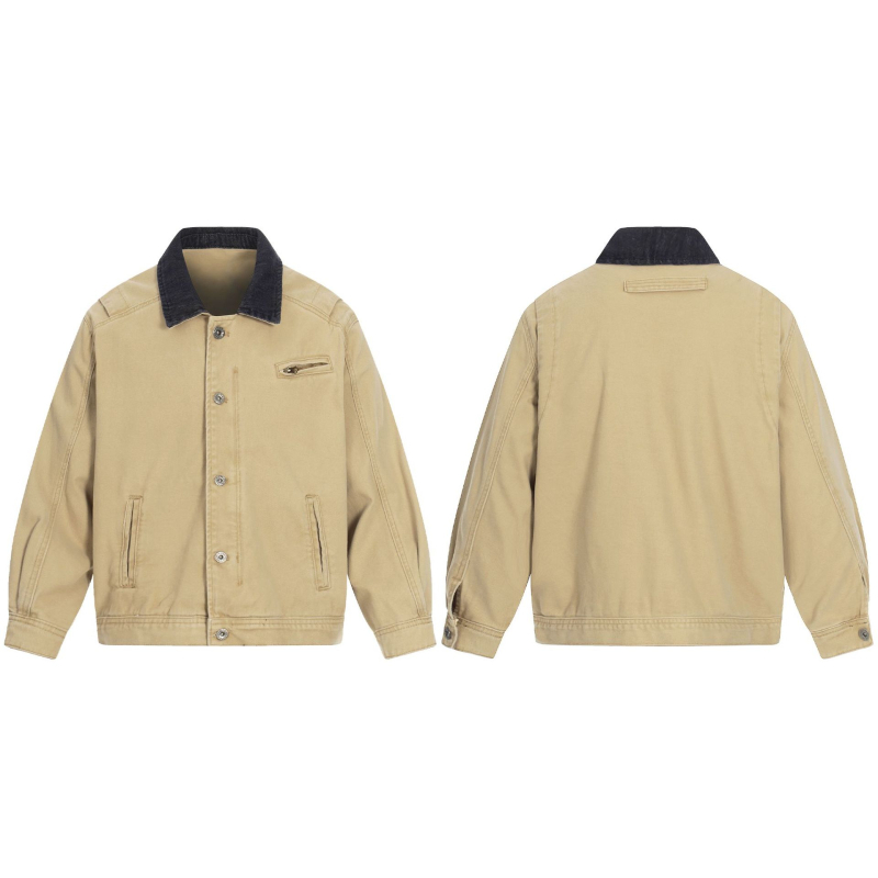 Džinsko jakna s izlizanim ovratnikom lapel, retro dizajn, jesen-zima svakodnevna, unisex