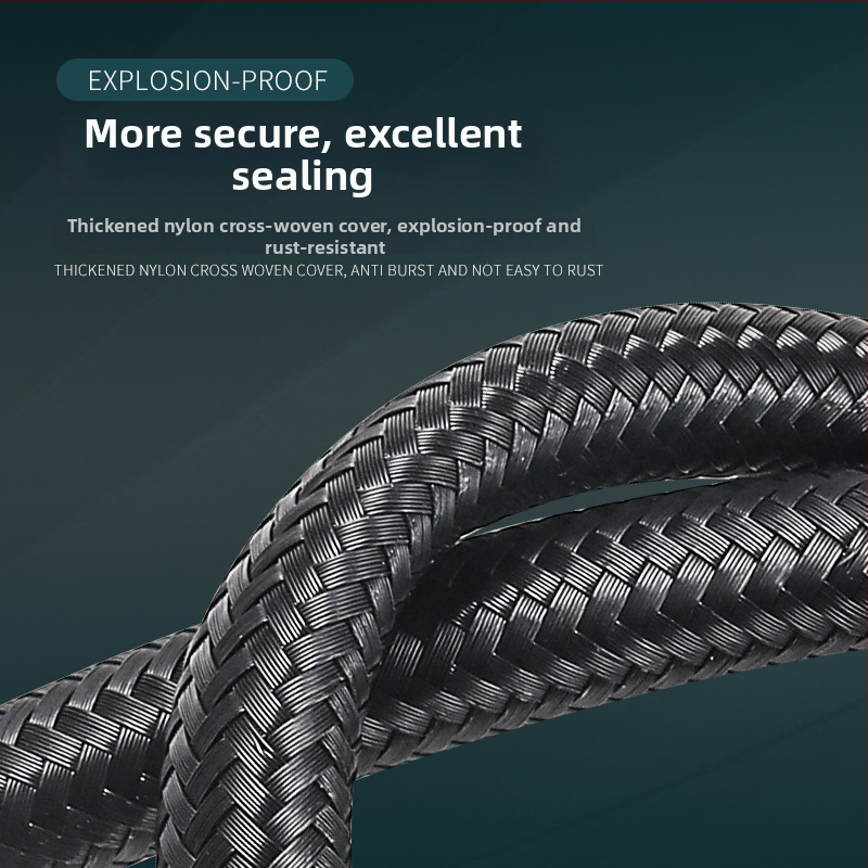 Νάιλον πλεκτός σωλήνας παροχής νερού για ζεστό και κρύο νερό σε οικιακό θερμοσίφωνα και τουαλέτα, μοντέλο JM-033, υλικό: ενισχυμένος νάιλον, θερμοκρασία λειτουργίας 0–90°C, ονομασική πίεση ατμοσφαιρική, μάρκα Jane Mu