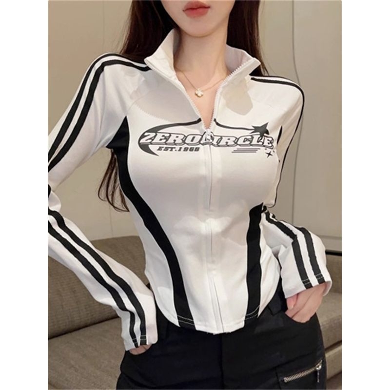 Poliesterska majica s dugim rukavima, panelnim dizajnom i visokim ovratnikom; raglan rukavi