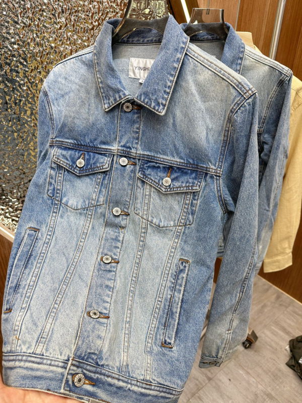 Ženska denim jakna od pamuka | dugi rukavi, ovratnik s reverom, proljeće 2024, casual stil, sadržaj pamuka 70–80%