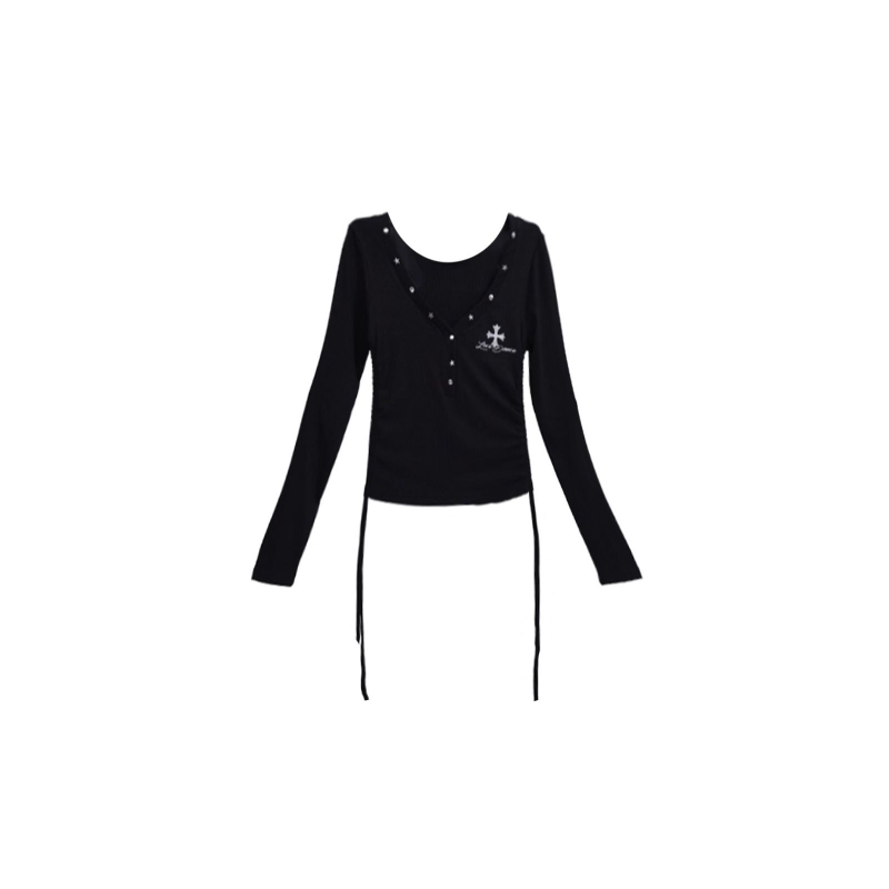 Majica s dugim rukavima i V-izrezom, poliester-bavunasto vlakno, 90-95% pamuka, jesen 2025