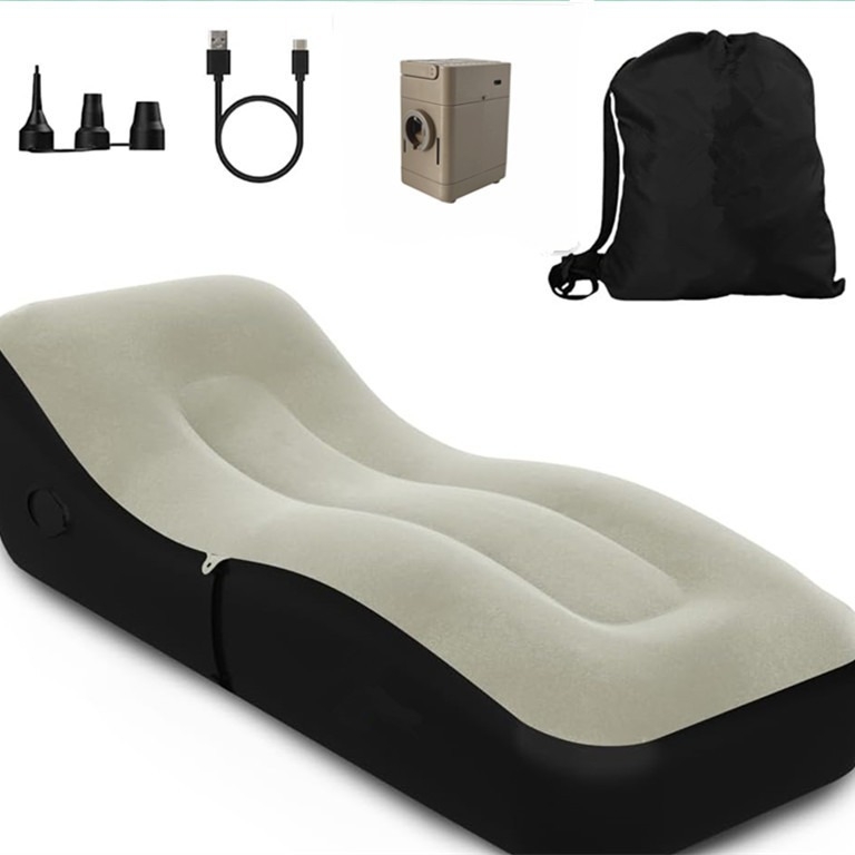 Φουσκωτός ανακλινόμενος καναπές με επίστρωση PVC φλοκ, για 1 άτομο, καθαρό βάρος 2,3 kg, ηλεκτρική αντλία αέρα
