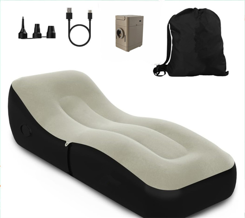 Φουσκωτός ανακλινόμενος καναπές με επίστρωση PVC φλοκ, για 1 άτομο, καθαρό βάρος 2,3 kg, ηλεκτρική αντλία αέρα
