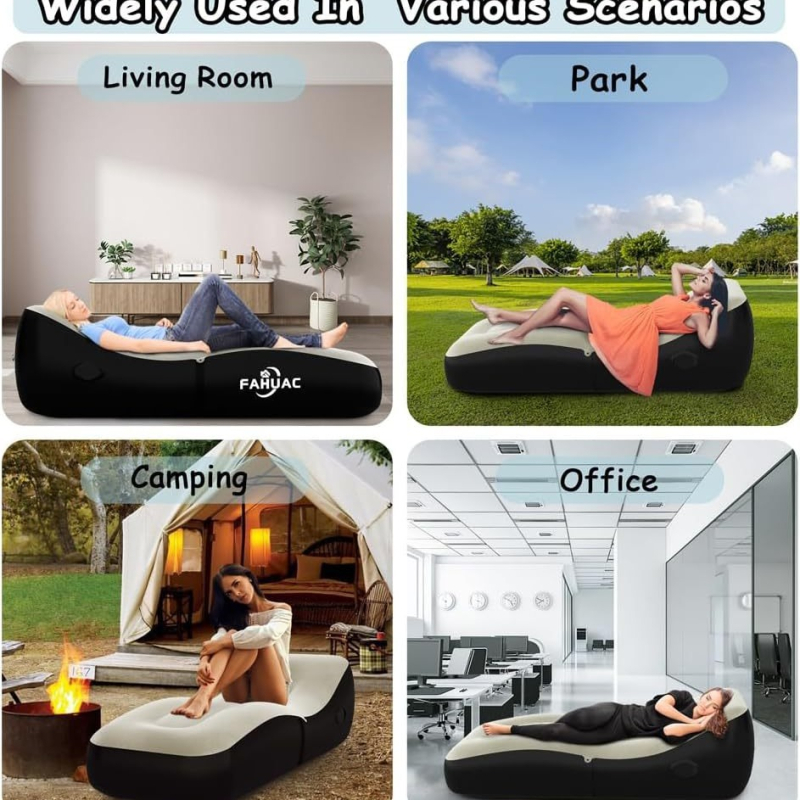 Φουσκωτός ανακλινόμενος καναπές με επίστρωση PVC φλοκ, για 1 άτομο, καθαρό βάρος 2,3 kg, ηλεκτρική αντλία αέρα