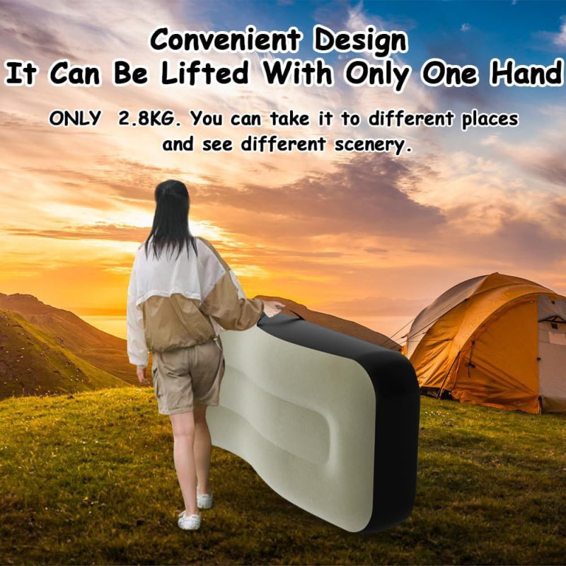 Φουσκωτός ανακλινόμενος καναπές με επίστρωση PVC φλοκ, για 1 άτομο, καθαρό βάρος 2,3 kg, ηλεκτρική αντλία αέρα