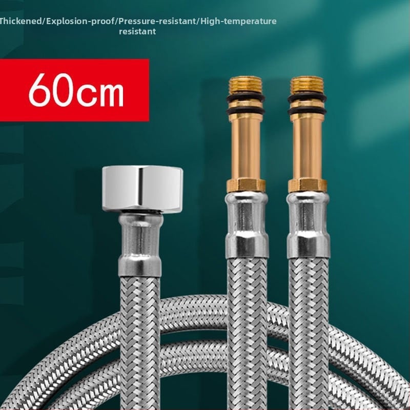 Σωλήνας εισόδου νερού για νιπτήρα, μοντέλο Pointed Tube, 304 ανοξείδωτος χάλυβας, πλεγμένος σωλήνας, 1.0 MPa, σύνδεση με βίδες