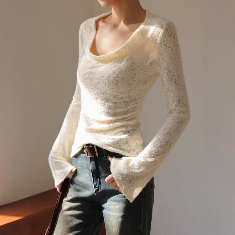 Bazna sloj majica s 3D učinkom, swing ovratnik, dugi rukav, slim fit, poliester-bavna