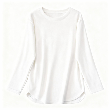 T-majica od viskoze s dugim rukavima, udoban kroj, okrugli ovratnik, srednja duljina 50–65 cm