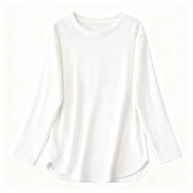T-majica od viskoze s dugim rukavima, udoban kroj, okrugli ovratnik, srednja duljina 50–65 cm