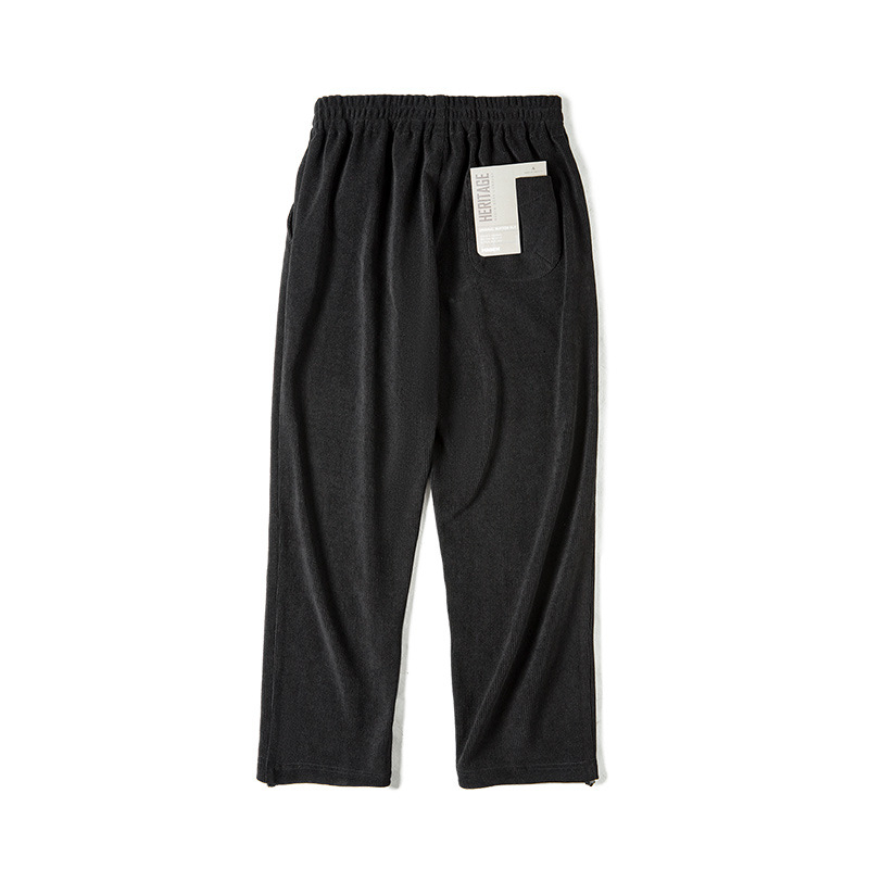 Pantaloni casual pentru bărbați din corduroy, croială conică, talie medie, închidere cu șnur, micro-elasticitate