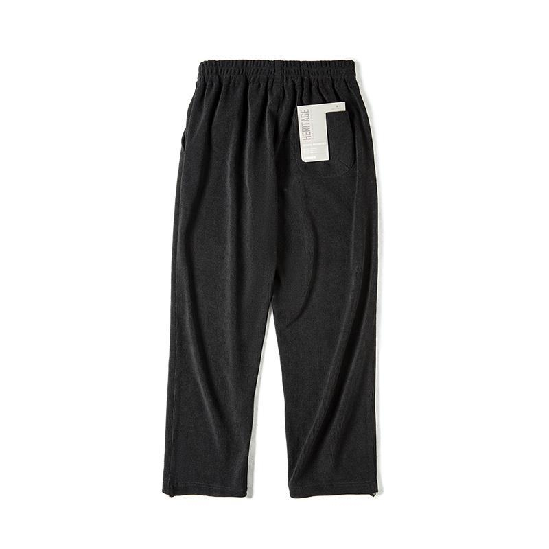Pantaloni casual pentru bărbați din corduroy, croială conică, talie medie, închidere cu șnur, micro-elasticitate