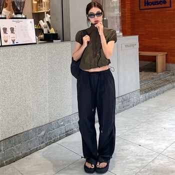 Tricou pentru femei, croială Slim fit, mâneci scurte, guler semi-turtleneck, poliester 95% + bumbac <30%