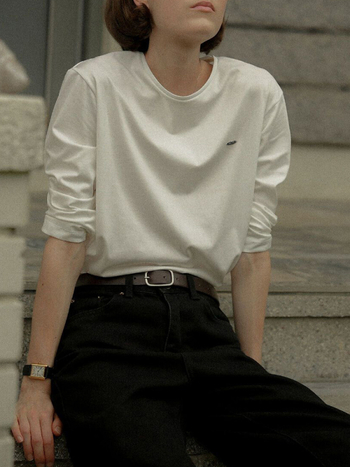 Ženska pamučna majica s dugim rukavima, okrugli vrat, slobodan kroj, 95% pamuka i više, duljina 50–65 cm, jesen 2025 ležerni japansko-korejski stil