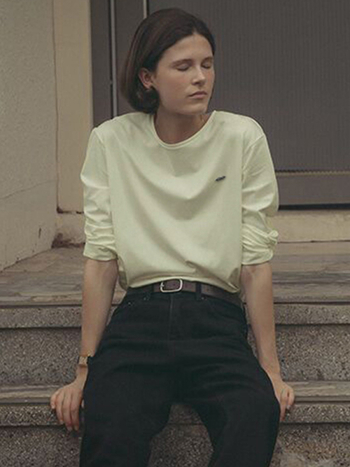 Ženska pamučna majica s dugim rukavima, okrugli vrat, slobodan kroj, 95% pamuka i više, duljina 50–65 cm, jesen 2025 ležerni japansko-korejski stil