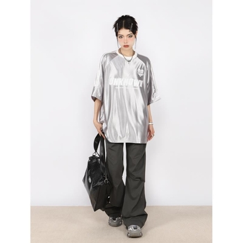 Majica s geometrijskim uzorkom, kolazno šivanje, okrugli izrez, slobodan kroj, proljeće 2025