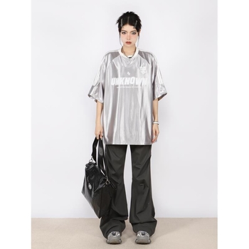 Majica s geometrijskim uzorkom, kolazno šivanje, okrugli izrez, slobodan kroj, proljeće 2025