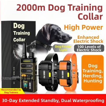 Električni šok ogrlica za obuku pasa s daljinskim upravljačem, domet do 2000 metara
