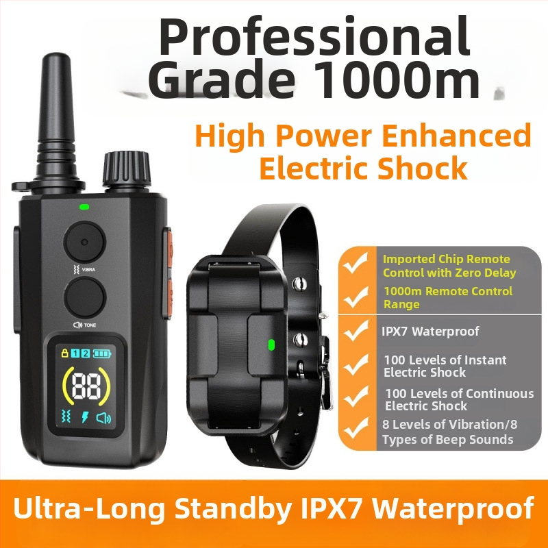 Električni šok ogrlica za obuku pasa s daljinskim upravljačem, domet do 2000 metara