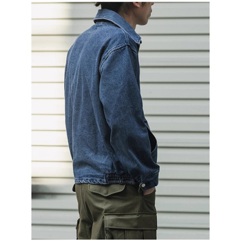 Trucker džins jakna, isprana 13oz twill džins, prednji zatvarač