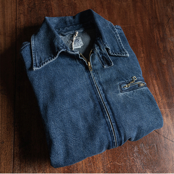 Trucker džins jakna, isprana 13oz twill džins, prednji zatvarač