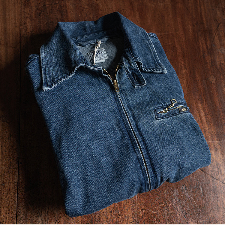 Trucker džins jakna, isprana 13oz twill džins, prednji zatvarač