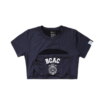 Badblood ženska majica kratkih rukava, ultra kratka duljina, okrugli izrez, vezenje, brzo suši poliester, street hipster stil