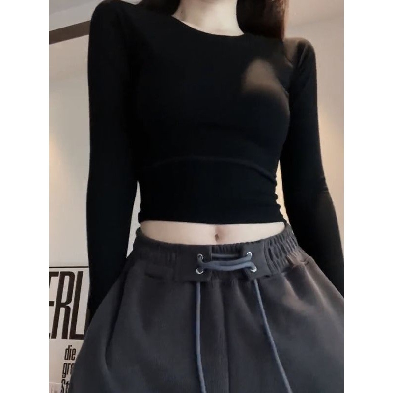 Ženski T-shirt s dugim rukavima, okrugli izrez, gradski stil, poliester 30–50%