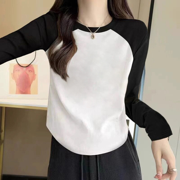 Majica Raglan s dužim rukavima, debeli materijal, okrugli ovratnik, jesen 2023, glavni materijal 95%+