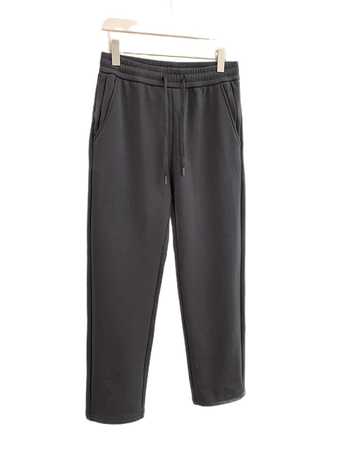 Pantaloni casual pentru bărbați, croială dreaptă, talie elastică, șnur, 95,1% bumbac, 4,9% spandex, iarnă