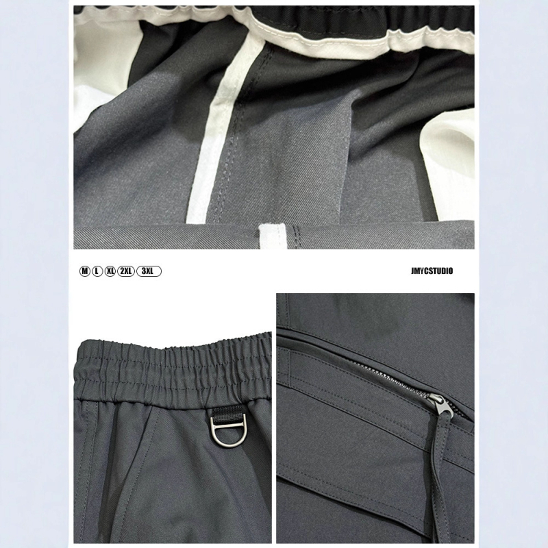 Casual jogger hlače s vezanjem u struku, uski kroj, više džepova, poliester tkanina