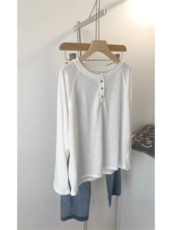Majica s dugim rukavima, jednobojna, okrugli izrez, raglan rukavi, poliester 70–80%, elegantan gradski stil