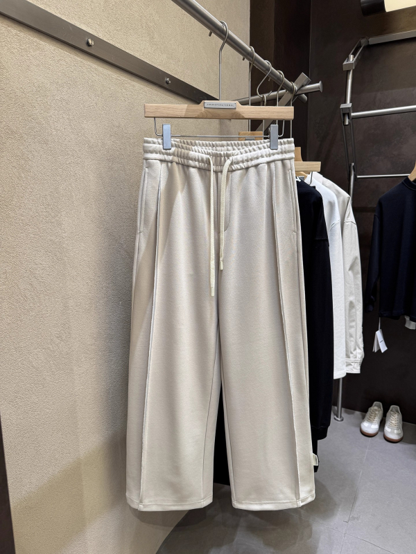 Muške široke pamučne hlače za slobodno vrijeme, 51% pamuk, srednja visina struka, širok kroj, duge hlače, minimalistički vintage stil