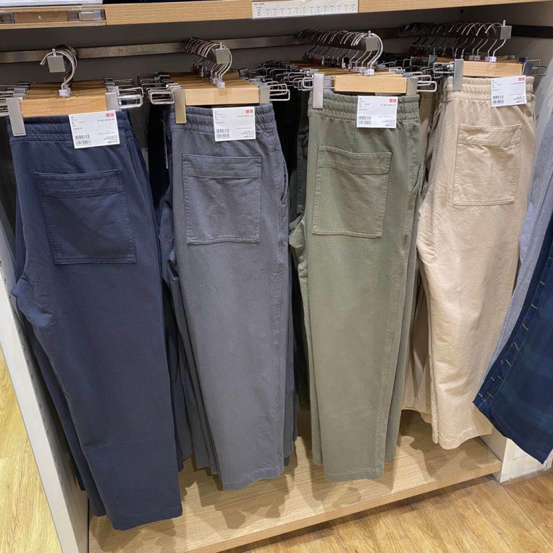 Pantaloni casual pentru bărbați, spălați, croială dreaptă, lungime la gleznă, talie medie, micro-elastic