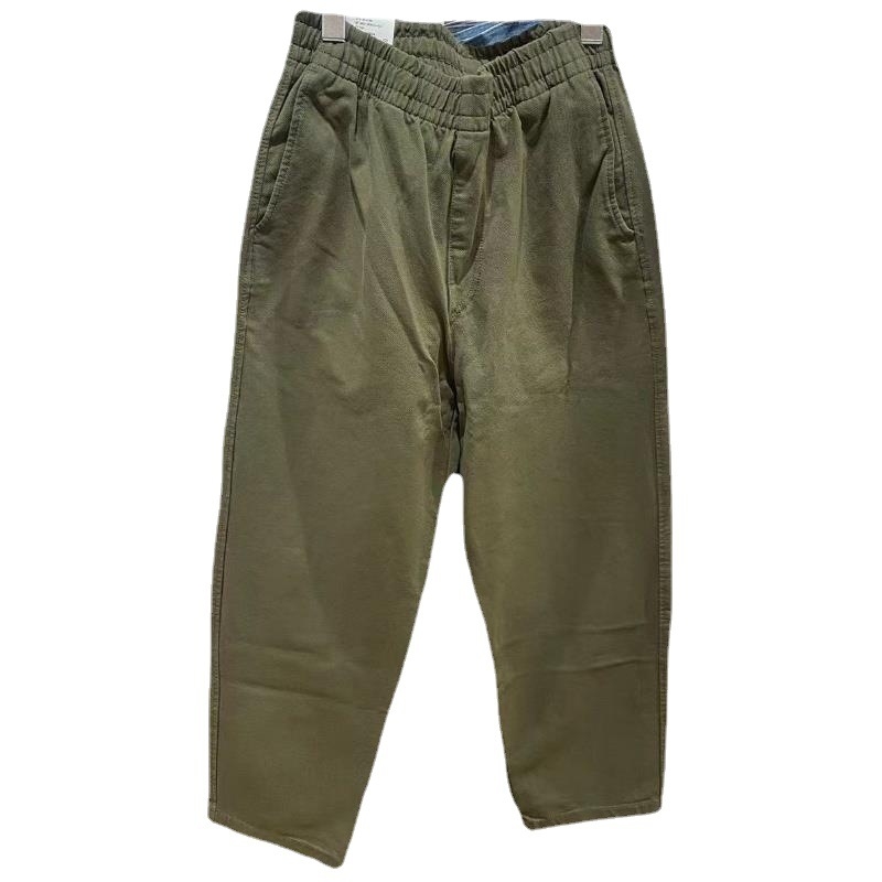 Pantaloni casual pentru bărbați, spălați, croială dreaptă, lungime la gleznă, talie medie, micro-elastic