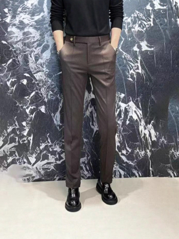 Muške casual hlače slim-fit, visokim strukom, pamuk-elastanska smjesa, ravni kroj, više džepova