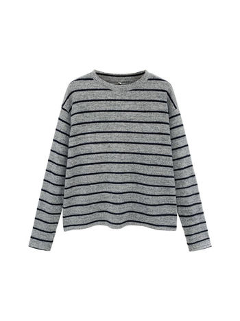 Ženska T-shirt s kapuljom, ležernog kroja, prugasti uzorak, poliester s imitacijom krzna zeca, dugi rukav, okrugli ovratnik, jesen 2025