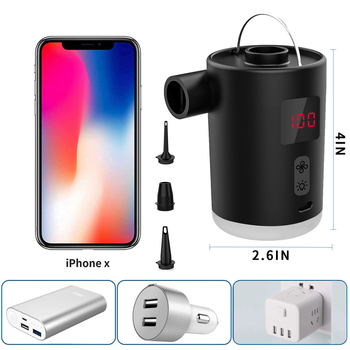 Digitális kijelzős, világító légpumpa — hordozható elektromos, kültéri használatra, felfújja légágyat, úszógyűrűt és légpárnát