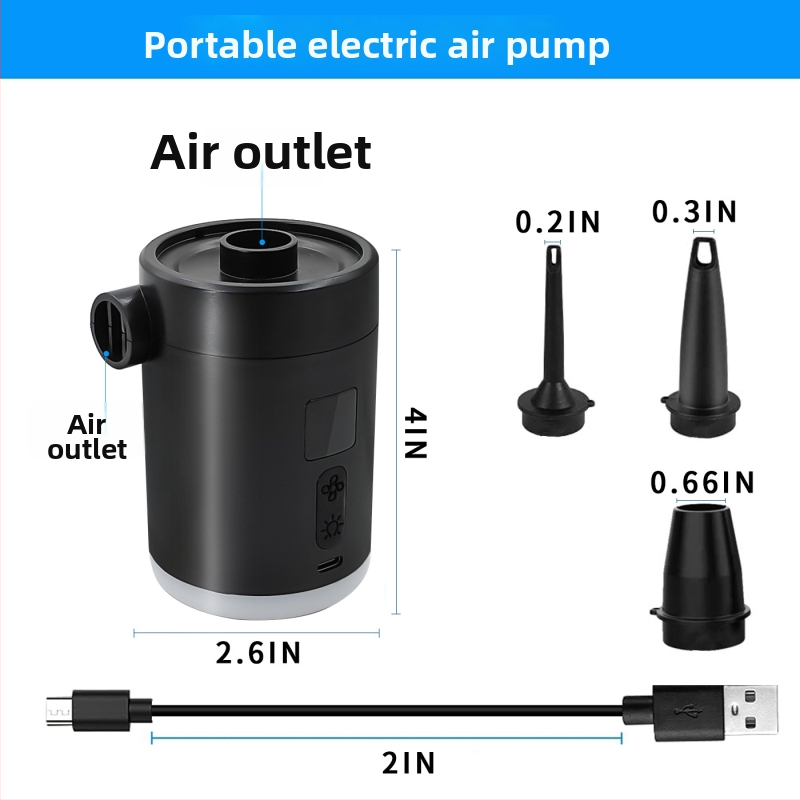 Pumpa na vzduch s digitálnym displejom a podsvietením — prenosná elektrická pumpa na vonkajšie použitie, nafúkne vzdušný matrac, plávací kruh a vankúš