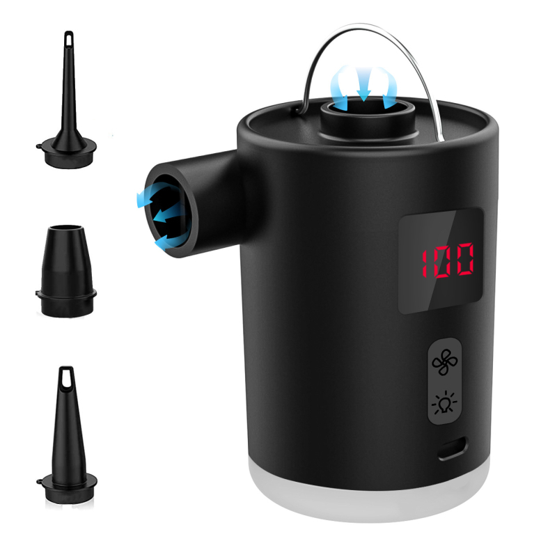 Digitális kijelzős, világító légpumpa — hordozható elektromos, kültéri használatra, felfújja légágyat, úszógyűrűt és légpárnát