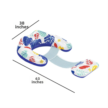 Nafukovacia vodná pohovka tvaru U s LED solárnym osvetlením, pre dospelých, plávajúce ležadlo so slnečnou clonou