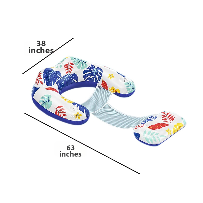Nafukovacia vodná pohovka tvaru U s LED solárnym osvetlením, pre dospelých, plávajúce ležadlo so slnečnou clonou