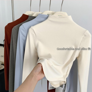 Majica s polovičnim ovratnikom, Derong baršun s elastanom, uski kroj, stil Royal sister