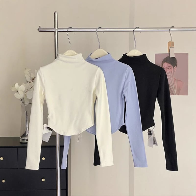 Majica s polovičnim ovratnikom, Derong baršun s elastanom, uski kroj, stil Royal sister