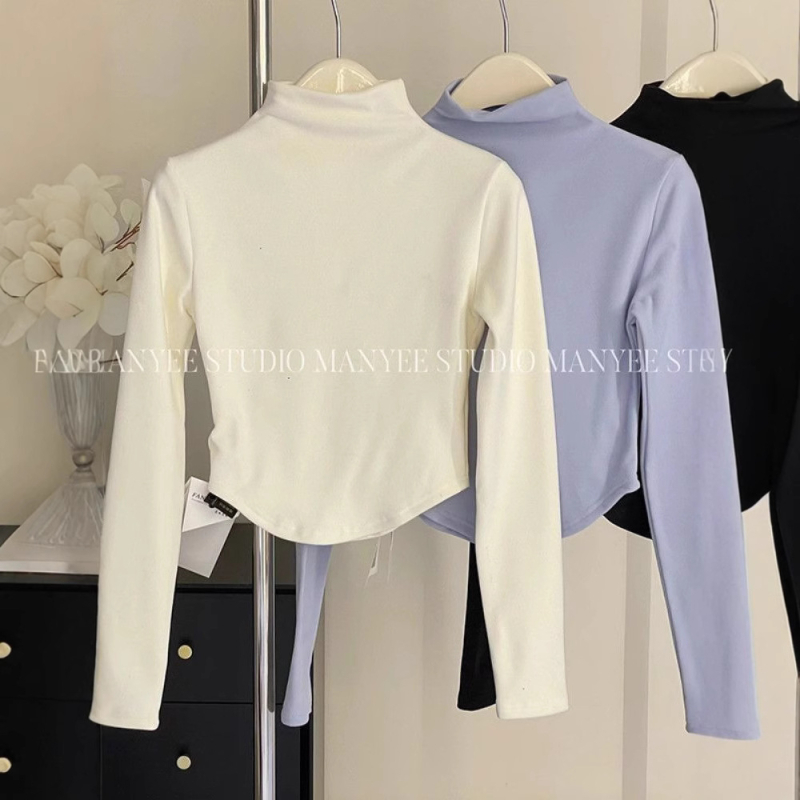 Majica s polovičnim ovratnikom, Derong baršun s elastanom, uski kroj, stil Royal sister