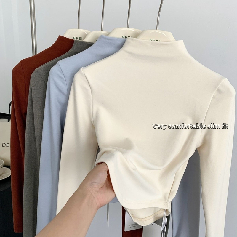 Majica s polovičnim ovratnikom, Derong baršun s elastanom, uski kroj, stil Royal sister