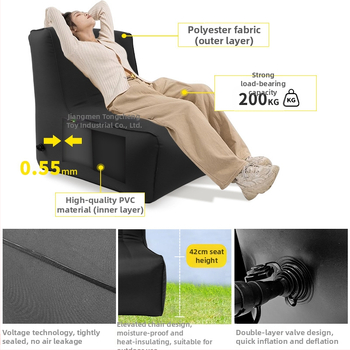 L-tvarovaná nafukovacia pohovka pre dospelých - PVC kompozitná tkanina, hrúbka 0,55 mm, hmotnosť 2,1 kg, prispôsobiteľný, model Sofa-compound vertical drawstring